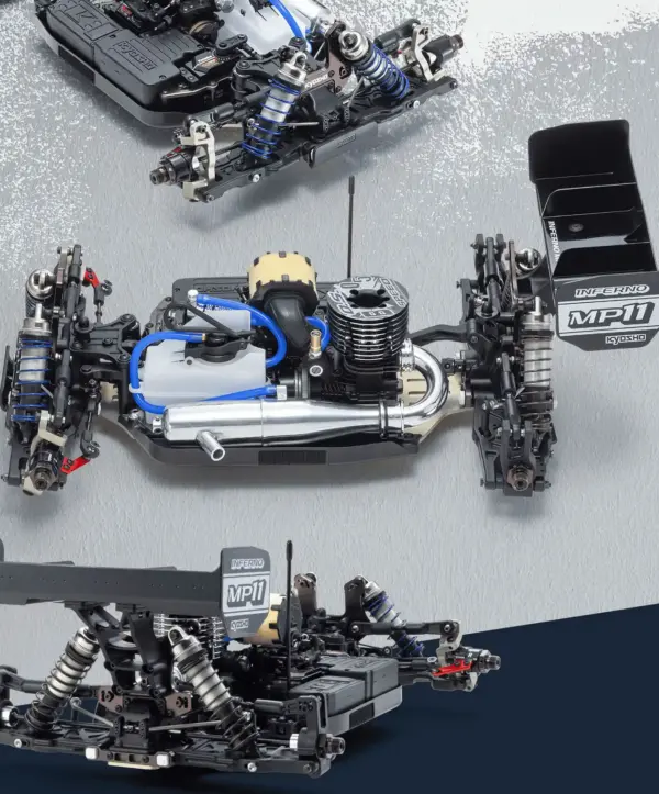 Kyosho Inferno MP11 1:8 4WD RC Nitro Buggy Kit - Bundle wheels, engine & servo package – RC Nitro Car – view 43