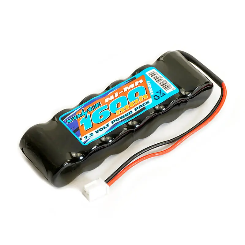 Voltz 6 Cell 1600mah 7.2v Nimh Straight Pack(18t) Battery W/Micro Connector – RC Batteries