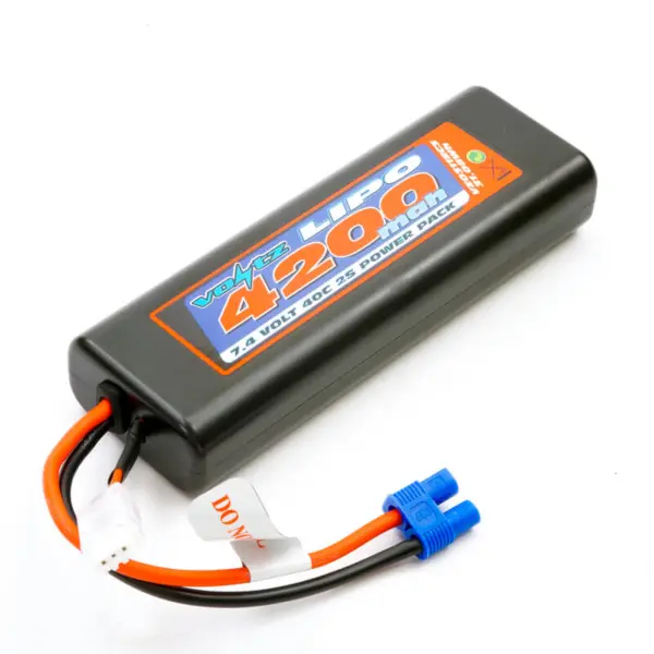 Voltz 4200mah Round/Oval Case 2s 40c 7.4V Lipo Stick Pack - Ec3