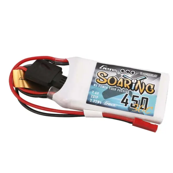 GensAce Soaring LiPo 2S 7.4V-450-30C(JST) 56.5x31x9mm 33g – view 3
