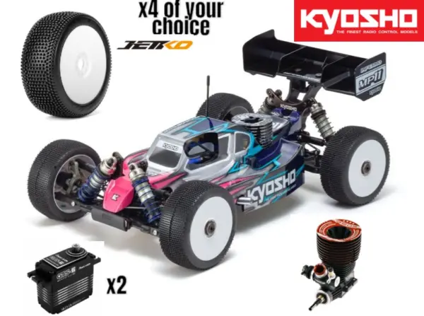 Kyosho Inferno MP11 1:8 4WD RC Nitro Buggy Kit - Bundle wheels, engine & servo package – RC Nitro Car – view 2