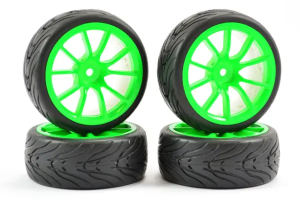 Fastrax 1/10 Street/Tread Tyre 10sp Neon Green Wheel – view 2