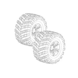 MJX Hyper Go 20208 Wheels With Tyres (2 Pack) - Part Number P2030