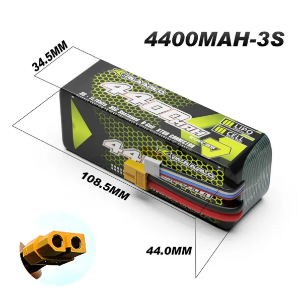 Rlaarlo Large Capacity 11.1v 3s 4400mah Lipo Battery - Part Number Re038 – view 4