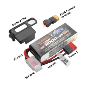 MJX 3s 11.1v 2000mah Lipo Battery Kit for 1:14 & 1:16 Scale MJX Hyper Go Models – view 2