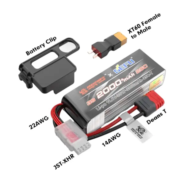 MJX 3s 11.1v 2000mah Lipo Battery Kit for 1:14 & 1:16 Scale MJX Hyper Go Models – view 2