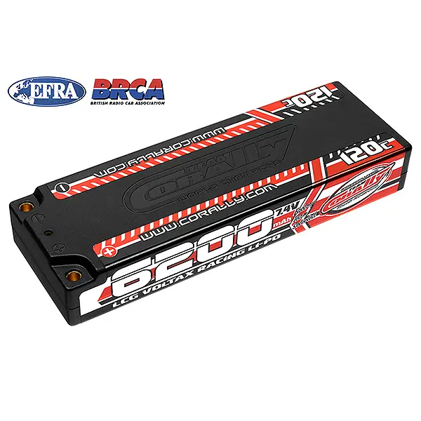 Corally Voltax 120c Lipo Battery 6200mah 7.4v LCG Stick 2s 4mm Bullit