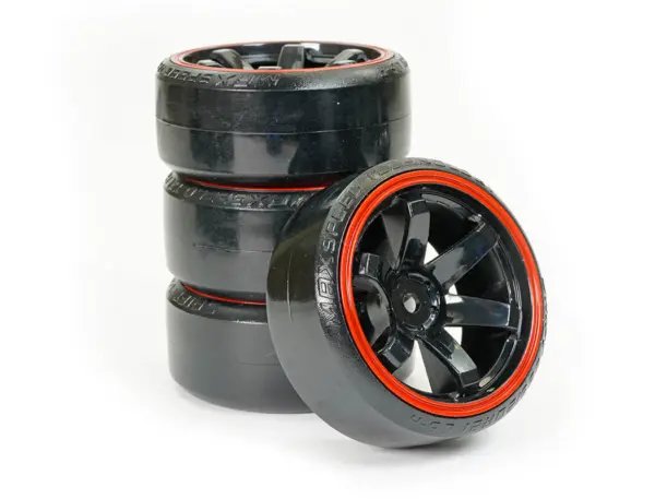 Fastrax 1/10 Street/Drift Tyre 6-Spoke Wheel (6mm Offset) - Black With Red Trim – view 4