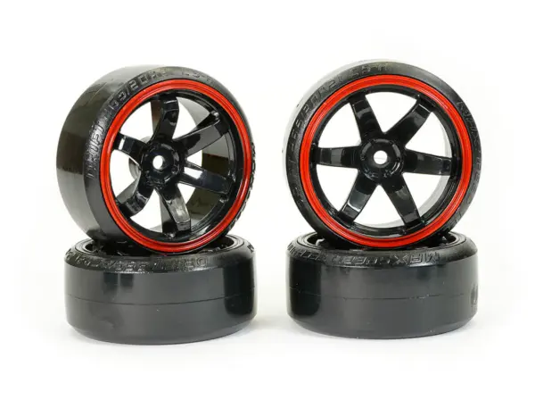 Fastrax 1/10 Street/Drift Tyre 6-Spoke Wheel (6mm Offset) - Black With Red Trim – view 5