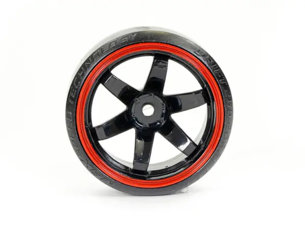 Fastrax 1/10 Street/Drift Tyre 6-Spoke Wheel (6mm Offset) - Black With Red Trim – view 6
