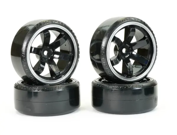 Fastrax 1/10 Street/Drift Tyre 6-Spoke Wheel (6mm Offset) - Black With White Trim – view 3