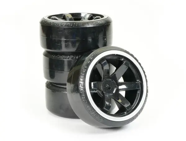 Fastrax 1/10 Street/Drift Tyre 6-Spoke Wheel (6mm Offset) - Black With White Trim – view 4