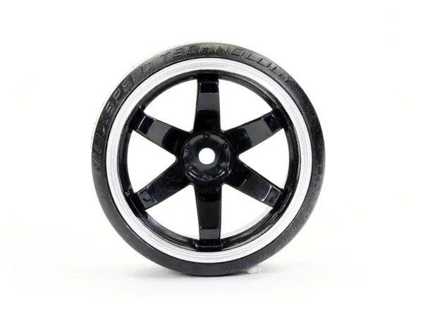 Fastrax 1/10 Street/Drift Tyre 6-Spoke Wheel (6mm Offset) - Black With White Trim – view 6