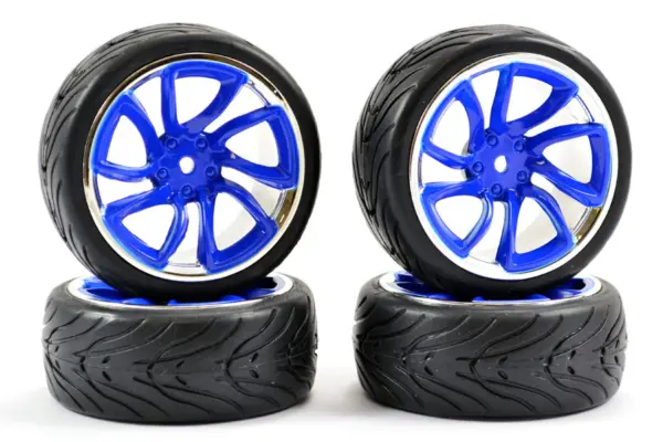 Fastrax 1/10 Street/Tread Tyre Tri-5 Blue/Chrome Wheel – view 2