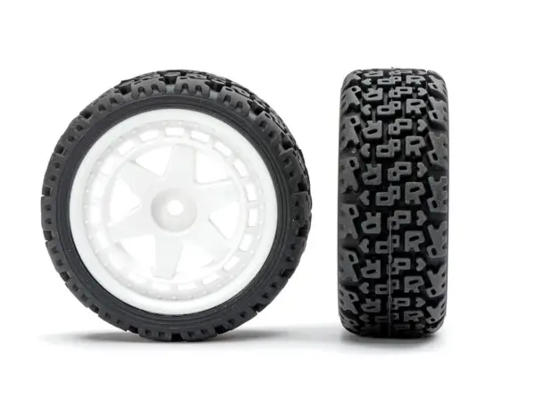Fastrax 1/10 'R' Block Rally Tyres/6-Spoke White Wheels (4) – view 4