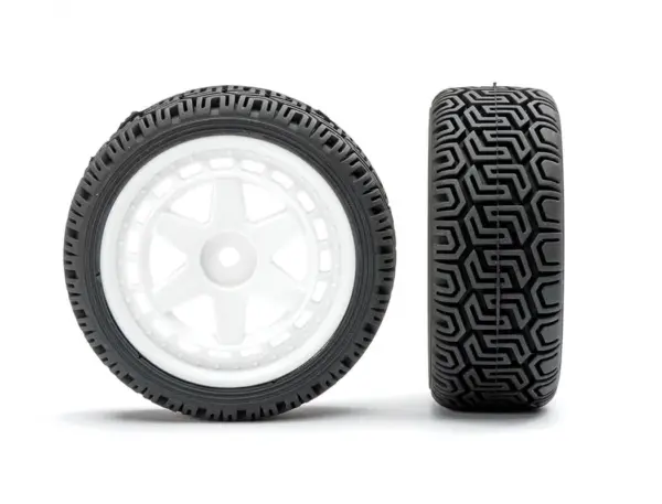 Fastrax 1/10 'Geometric' Rally Tyres/6-Spoke White Wheels (4) – view 4