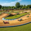 Electric RC track layout with cars racing, showcasing design elements for optimal performance