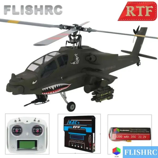 FLISHRC 500 Size AH-64 Apache Scale RC Helicopter – RTR (Ready to Run) – view 7