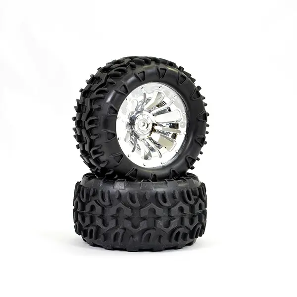FTX Carnage Mounted Wheel/Tyre Complete Pair - Chrome