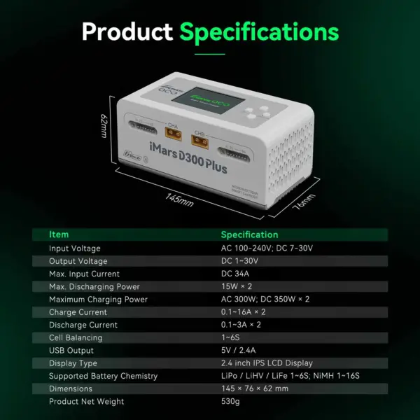 Gensace Charger Imars D300 Plus Dual Channel (Eu) White – view 14
