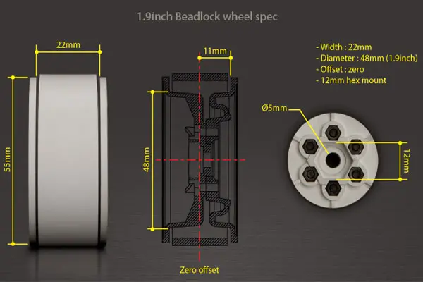 Gmade 1.9 Vr01 Beadlock Wheels (Black) (2) – view 3