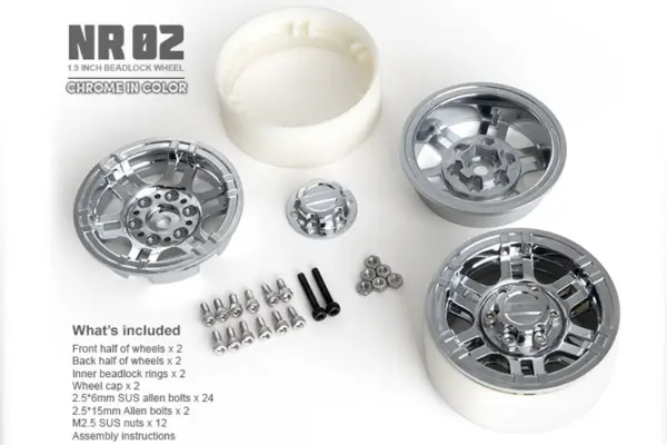 Gmade 1.9 Nr02 Beadlock Wheels (Chrome) (2) – view 2