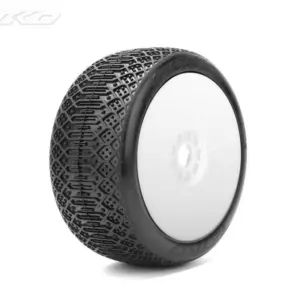 Jetko J One ULTRA SOFT BELTED 1:8 Buggy Tyres White Wheels (2)