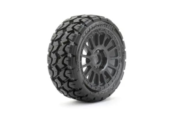 Jetko EX Tomahawk 1:8 Rallye Belted Tyre Black Wheels 17mm Hex (2)