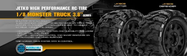 Jetko Ex Tyre Mt Raptor Belted 3.8 17mm-12mm Black Wheel" – view 3