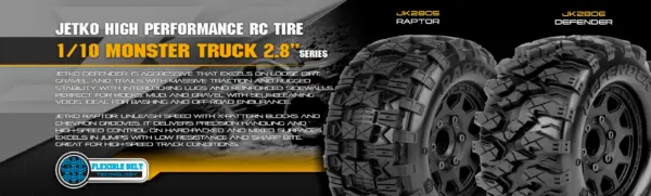 Jetko Ex Tyre Mt Defender Black Wheel 2.8 Hex Hex 12-14-17mm (2)" – view 3