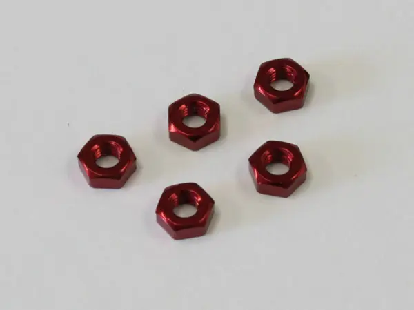 Nuts Alu Red m3x2.4mm (5) Kyosho