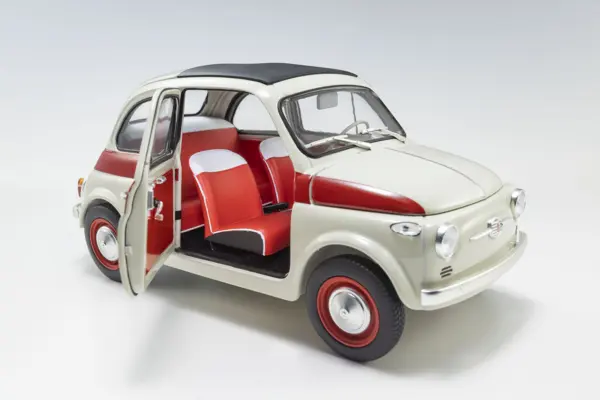 Kyosho 1:18 Fiat Nuova 500 Sport Light Gray/Red Line – view 3