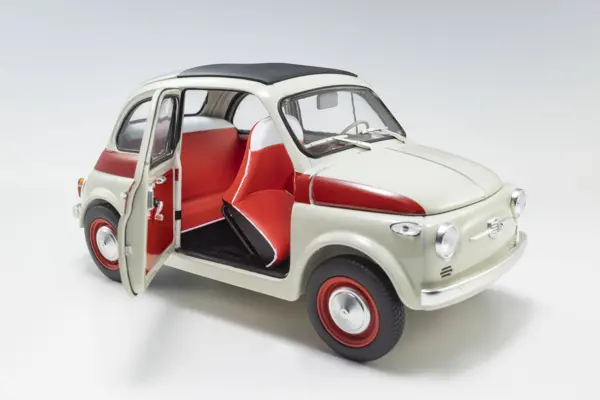 Kyosho 1:18 Fiat Nuova 500 Sport Light Gray/Red Line – view 13
