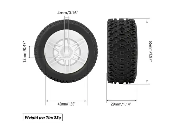 Method Geoform 1/16 Sc Tyres on 12mm Hex Yellow Wheels (Pr) – view 6