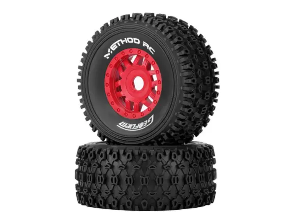 Method Geoform 1/8 Sc Tyres on 17mm Hex Red Wheels (Pr) – view 2