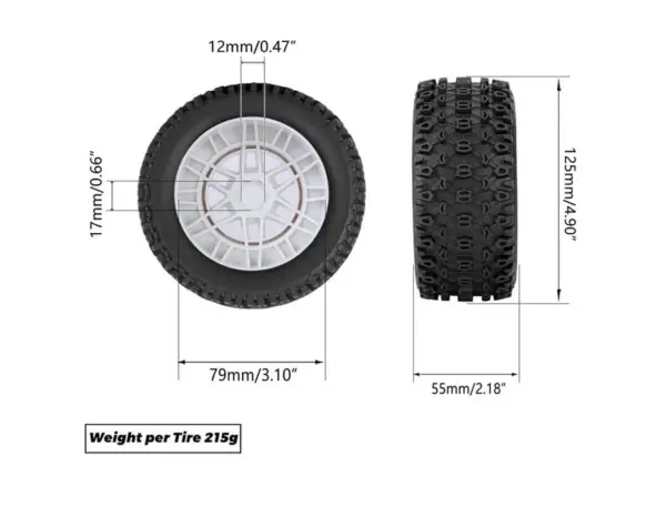 Method Geoform 1/8 Sc Tyres on 17mm Hex White Wheels (Pr) – view 5