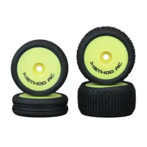 Method Nitragrip 1/24 Buggy Ty Res F/R on 7mm Hex Yellow (4)