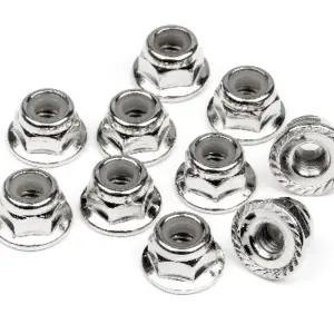 HPI Racing Serrated Flange Lock Nut M4 (Silver/10Pcs)
