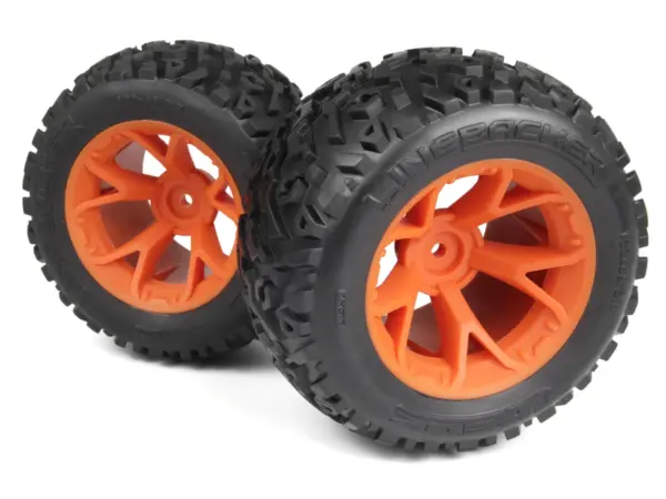 Maverick RC Mounted Linebacker Tire on MT Wheel (Orange/2pcs)