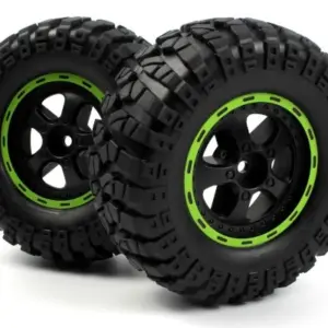 BLACKZON Smyter Desert Wheels/Tires Assy (Blk/Green/2pcs)