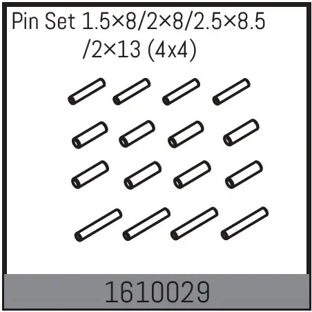 Pin Set 1.5&times;8/2&times;8/2.5&times;8.5/2&times;13 (4x4)