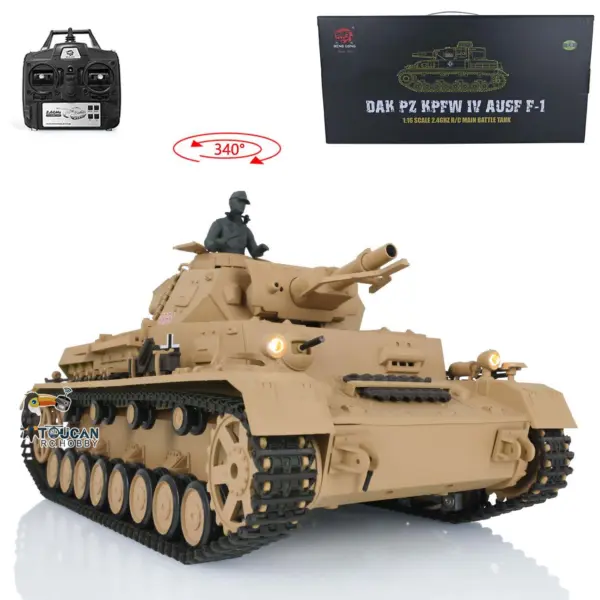 2.4G Henglong 1:16 Scale TK7.0 Plastic German Panzer IV F RTR RC Tank Model 3858 Military Model Stimulated Sound Smoke