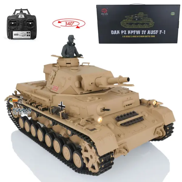 2.4G Henglong 1:16 Scale TK7.0 Plastic German Panzer IV F RTR RC Tank Model 3858 Military Model Stimulated Sound Smoke