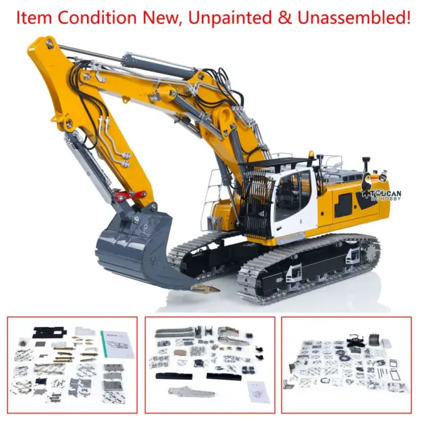 LESU 1/14 RC Hydraulic Excavator LR956 Metal 3 Arms Remote Control Digger Model 4+3CH Valve Dual Pumps Light Flysky PL18EV LITE
