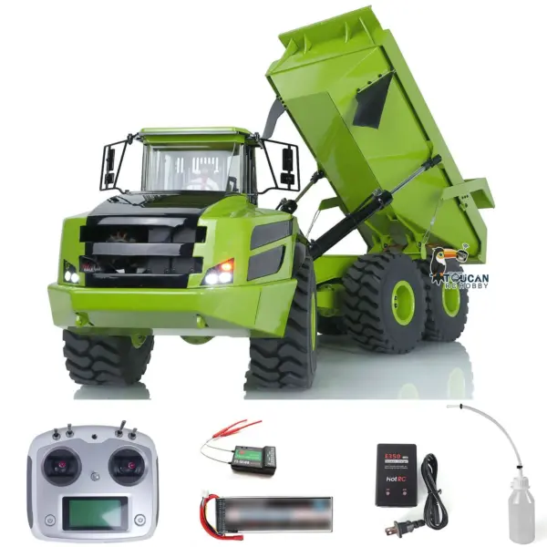 1/14 Metal RC Articulated Truck 6x6 Dumper Car RTR Model A40G Remote Control Construction Vehicles Hydraulic Lifting Tipper Sound Light Brushless Pump Gift Toys for Adult