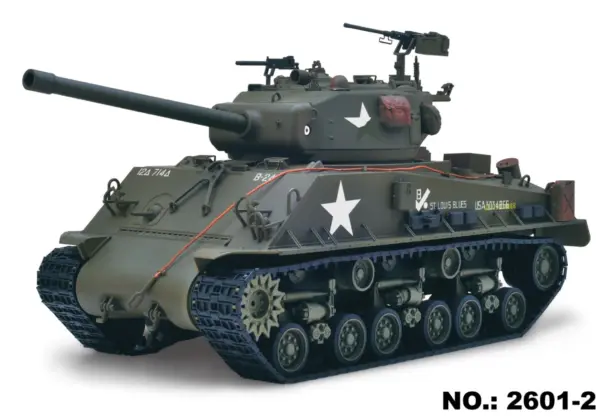 Large Hatch 1/16 Remote Control Tank Sherman M4A3 Infrared System Barrel Elevation Smoke Unit Metal Chassis Gearbox 360 Degrees Turret
