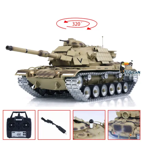 Tongde 1/16 RC Battle Tank M60A1 ERA USA Remote Control Armored Vehicle BB Infrared Battle Toy RTR 320 Degrees Model