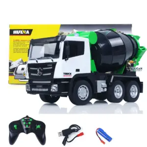 HUINA 1/18 2.4Ghz 9 Channels RC Concrete Car Mixer Truck Ready To Run 1557 Model Tractor Toy Light 500MAH Battery Boys Girls Gifts
