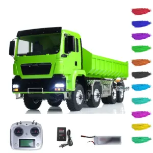 LESU TGS 1/14 RC Hydraulic Roll On Off Dump Truck 8x8 Metal Chassis Dumper Differential Lock EDS Axles 2Speed Gearbox Model Car