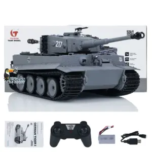 Taigen 1/24 RC Battle Tank Tiger I Remote Control Military Tanks Model Infrared Combat LED Flash battery